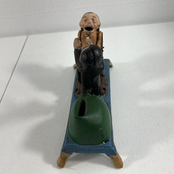 Vintage Cast Iron The Dentist Chair Pulling Teeth Mechanical Bank - Picture 5 of 12